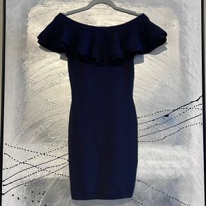 John & Jenn Off The Shoulder Ruffled Mini Dress Size XS Blue NWT